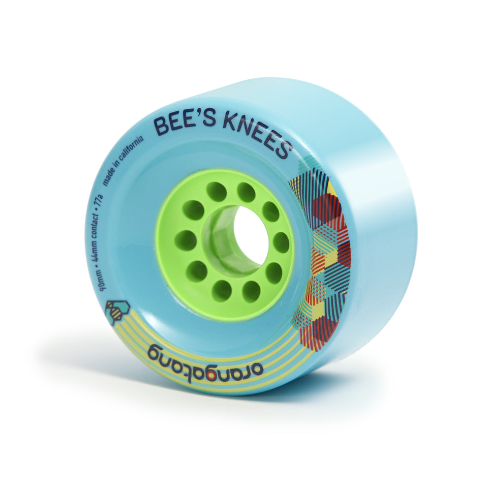 Orangatang 90mm Bee's Knees (77a, blue) longboard skateboard wheel, main view
