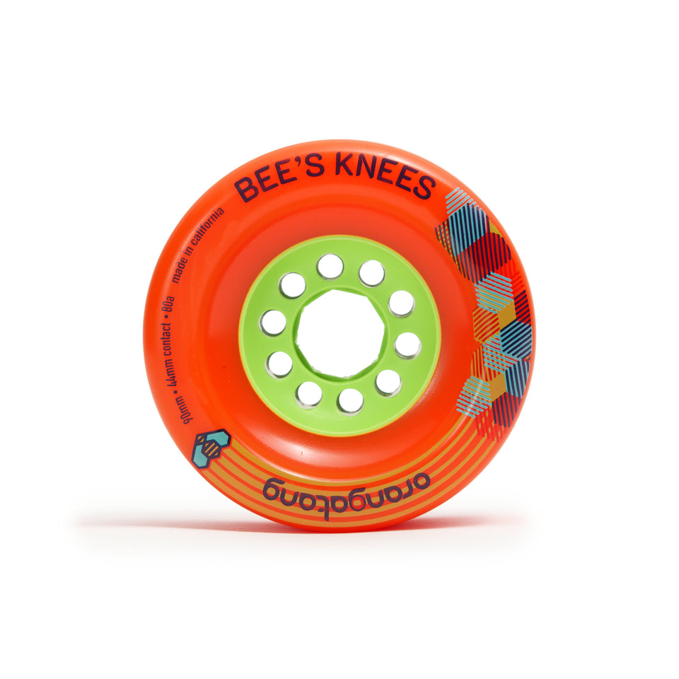 Orangatang 90mm Bee's Knees (80a, orange) longboard skateboard wheel, profile view