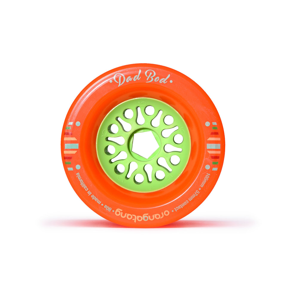 Orangatang 105mm Dad Bod 80a orange longboard skateboard wheel (front)