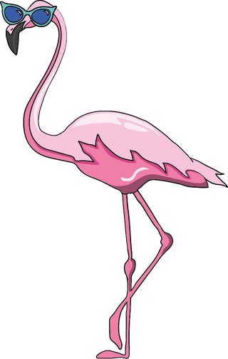 Orangatang flamingo in sunglasses