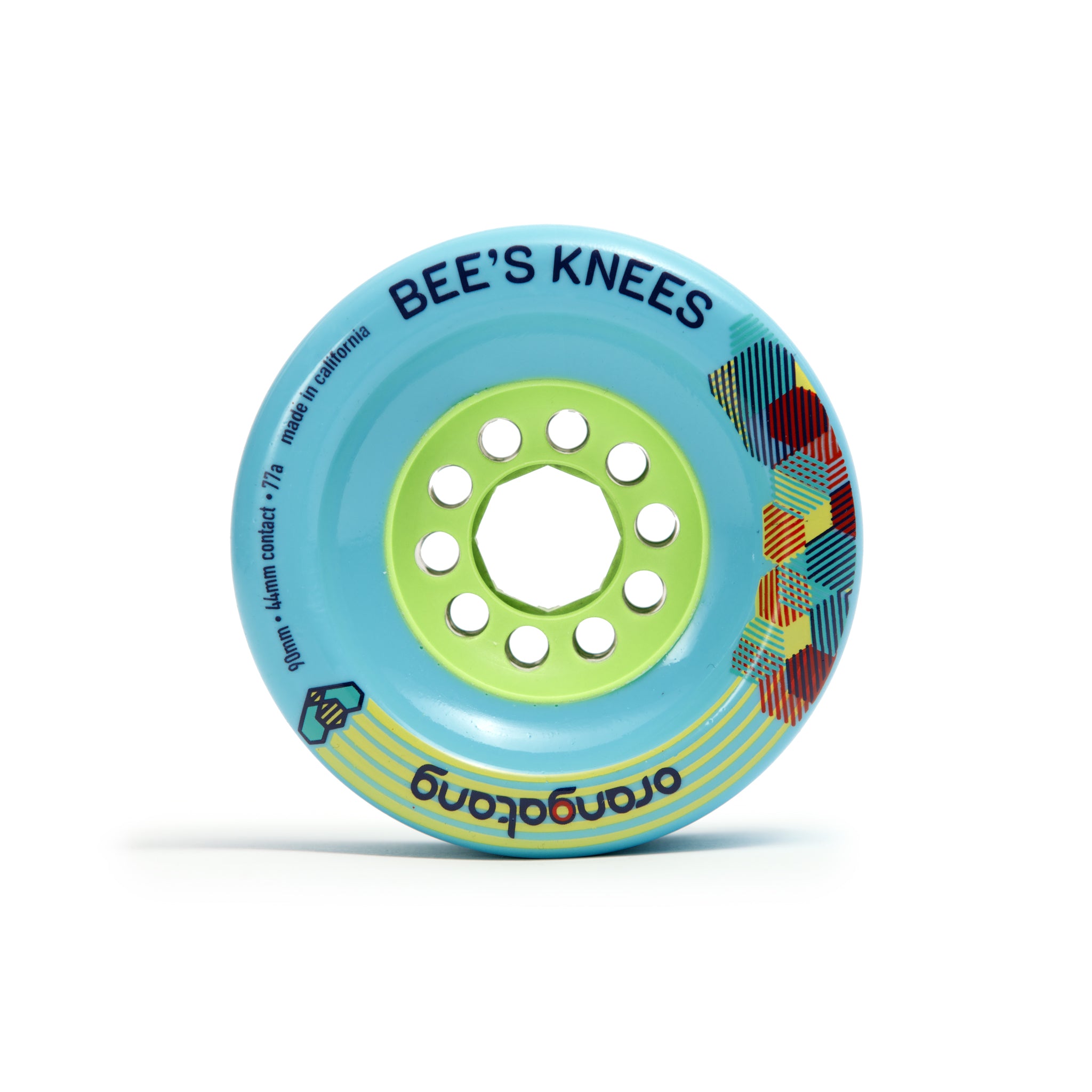 Orangatang 90mm Bee's Knees (77a, blue) longboard skateboard wheel, profile view
