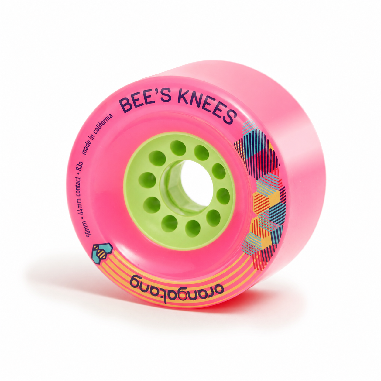 Orangatang 90mm Bee's Knees (83a, pink) longboard skateboard wheel, main view