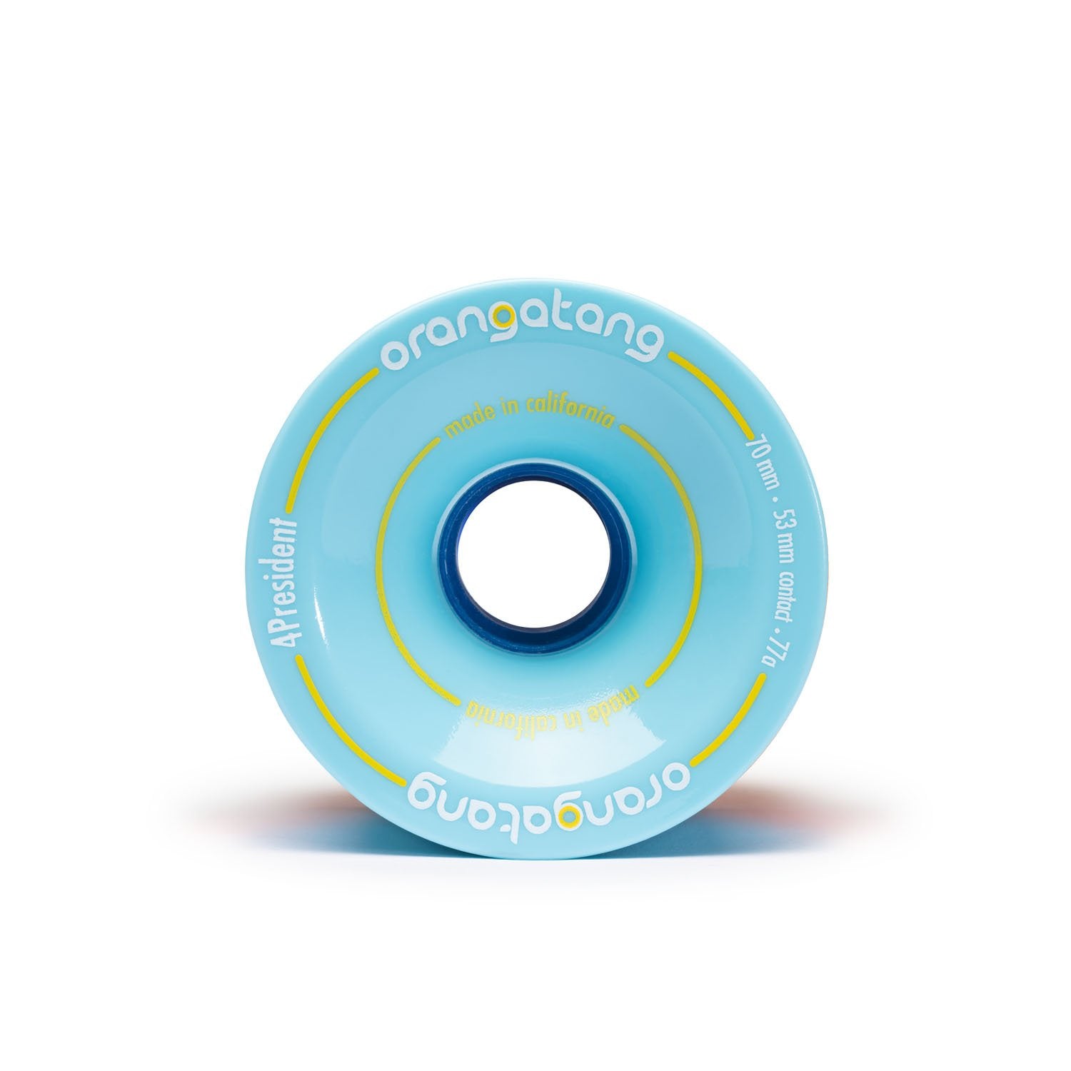 Orangatang 70mm 4President (77a, blue) longboard skateboard wheel (front)