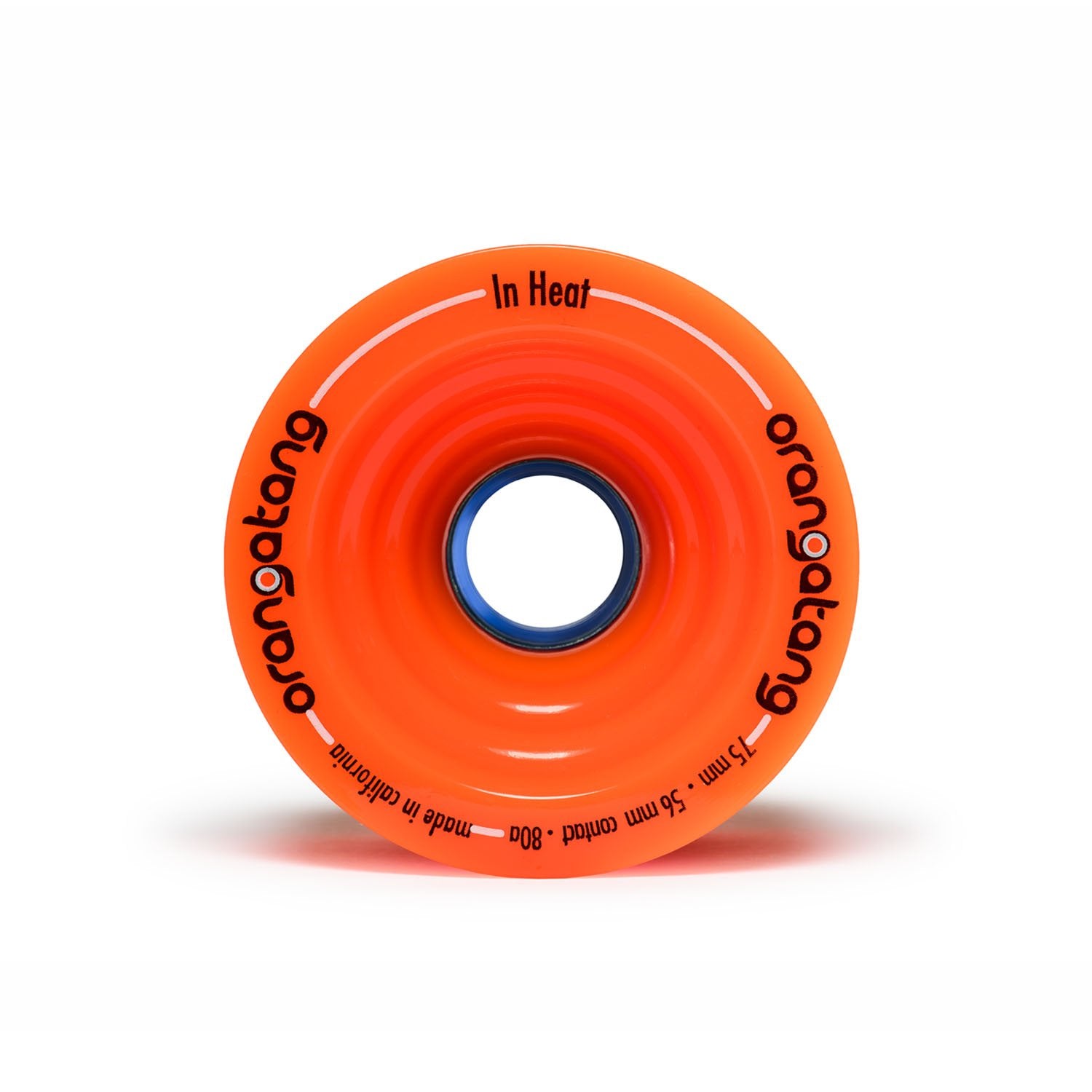 Orangatang 75mm In Heat (80a, orange) longboard skateboard wheel (front)
