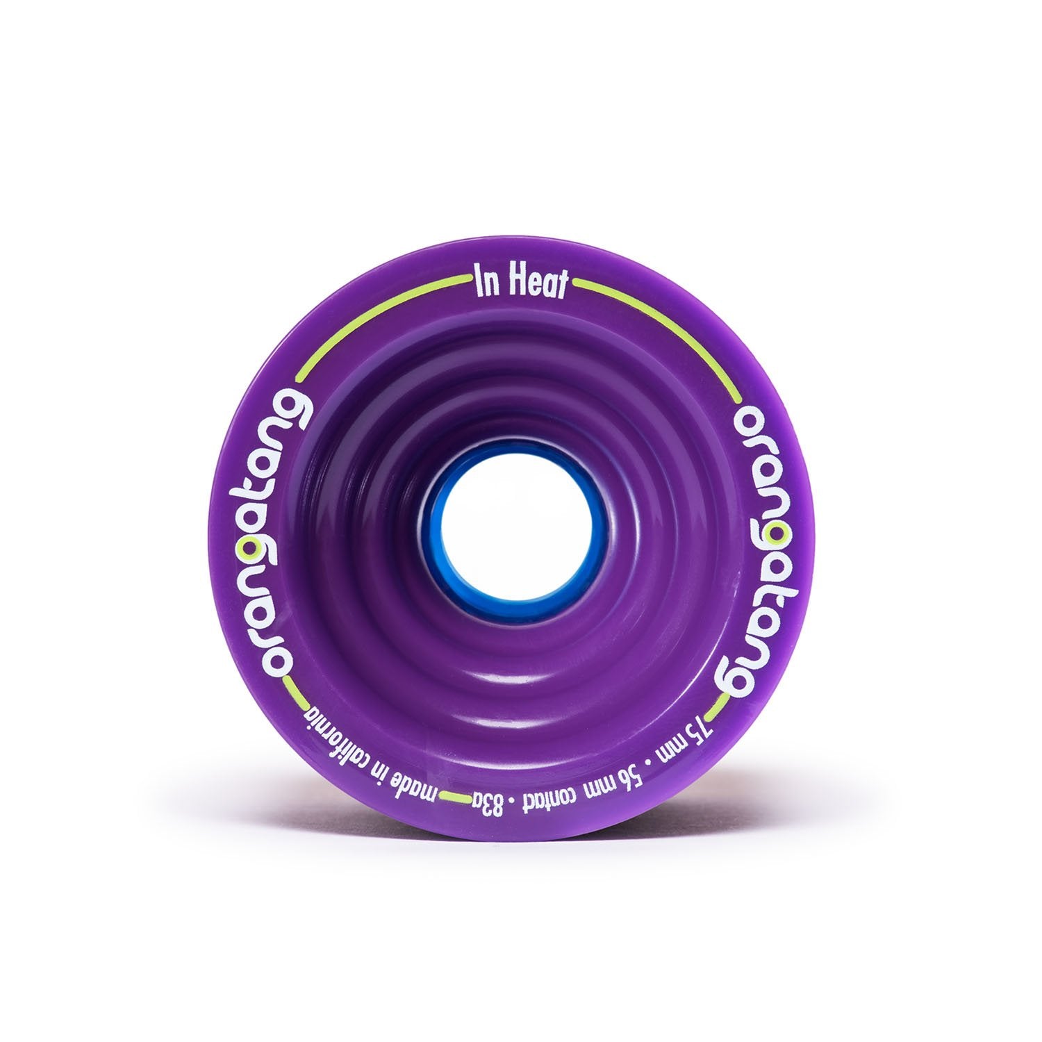Orangatang 75mm In Heat (83a, purple) longboard skateboard wheel (front)